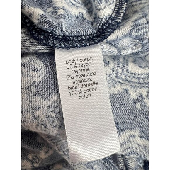 Maurice’s Women’s Blue Baby Doll Top Paisley Beige Lace Accents Size S - Picture 5 of 6